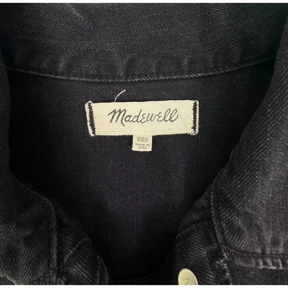 Madewell Black Denim Trucker Jacket Women’s XXS Classic Fit - Picture 6 of 8